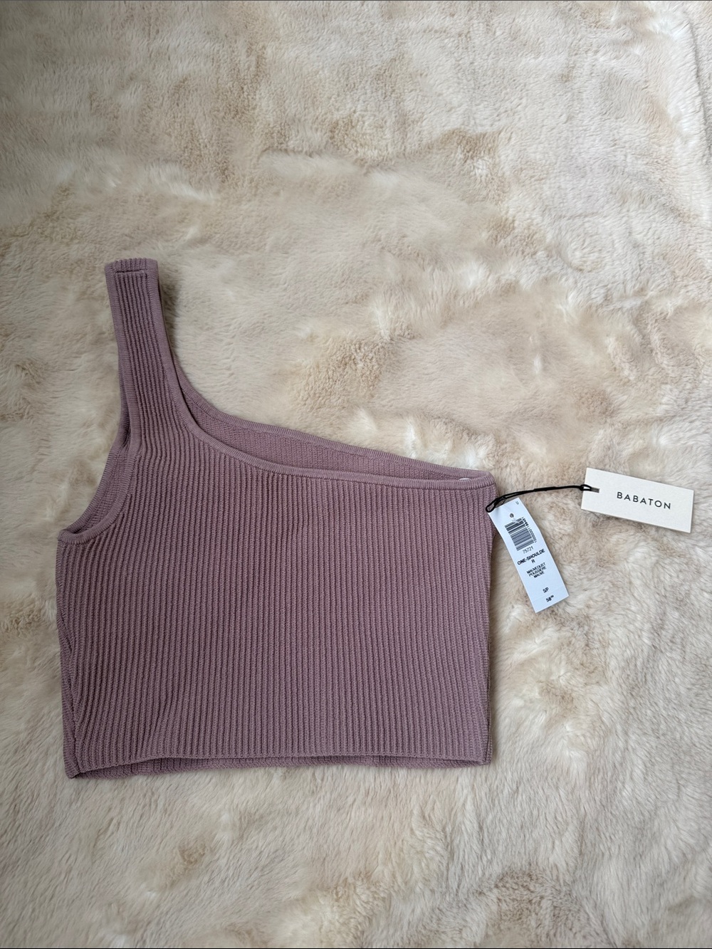 Aritzia Babaton Ribbed One-Shoulder Tank Top - Mauvedust